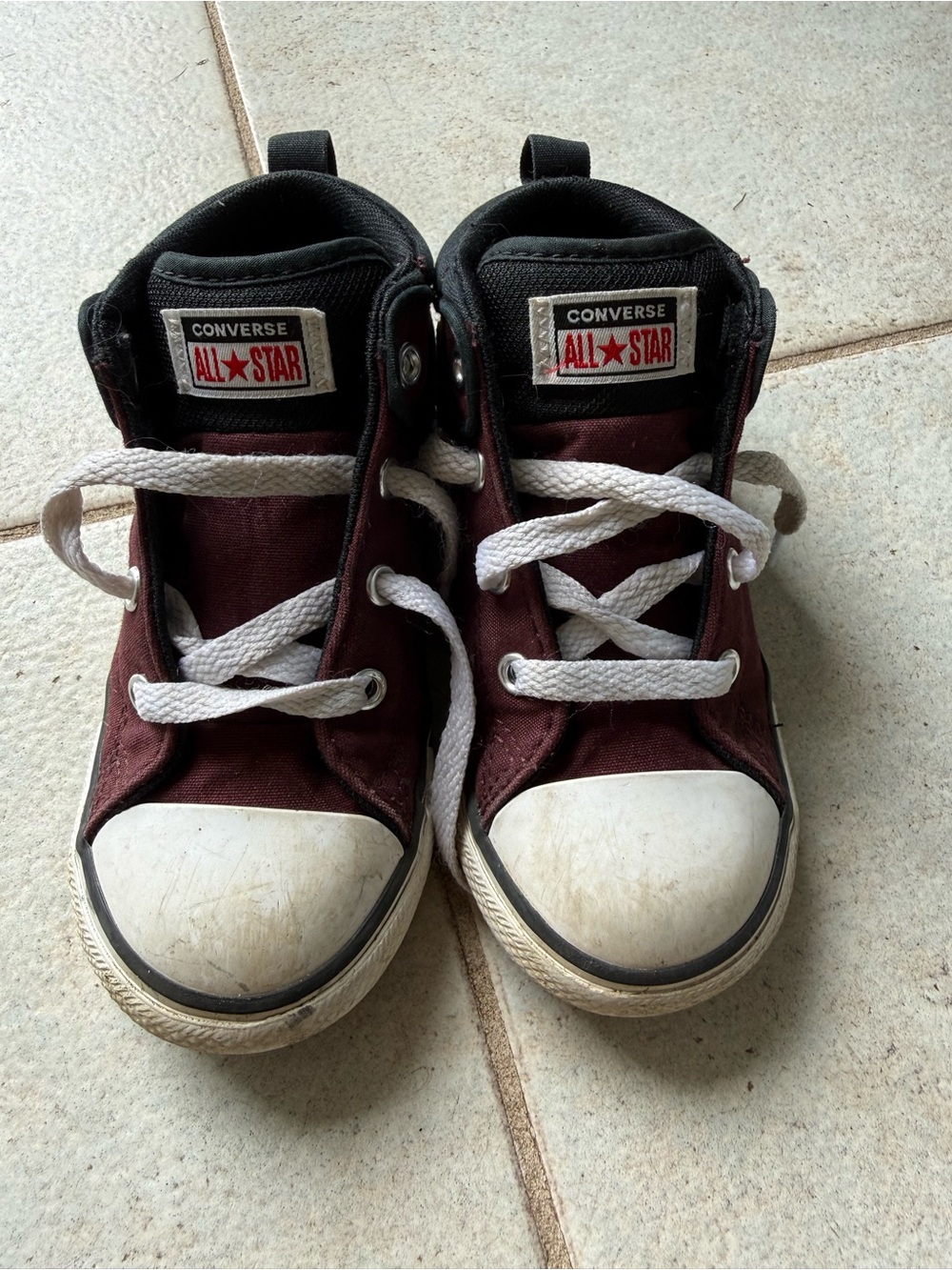 Converse Kids Burgundy and Black High-Top Sneakers